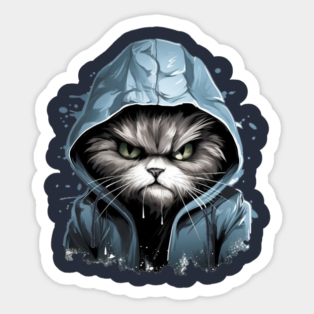 Disgruntled Kitty Sticker by Jason's Finery